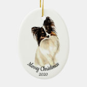 日付入りクリスマスのカスタム水彩 ドイツ牧羊犬 セラミックオーナメント (裏面)