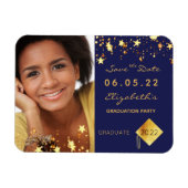 日付写真の卒業パーティー2022青を保存 マグネット (横)