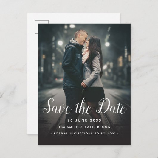 日付写真の縦カスタム方向のレシンプルイアウトを保存 案内ポストカード (正面/裏面)