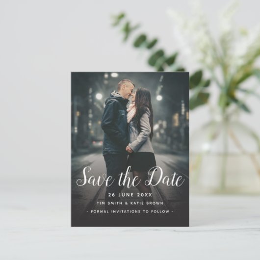 日付写真の縦カスタム方向のレシンプルイアウトを保存 案内ポストカード (スタンド正面)