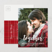 日付写真テンプレートの一緒の保存タイポグラフィ 案内ポストカード (正面/裏面)