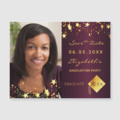 日付写真卒業パーティーのバーガンディを保存 (正面)