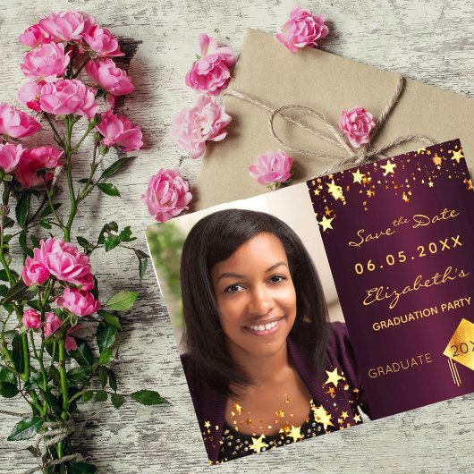 日付写真卒業パーティーのバーガンディを保存