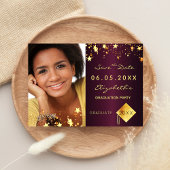 日付写真卒業パーティーのバーガンディを保存 ポストカード