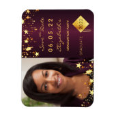 日付写真卒業パーティーのバーガンディを保存 マグネット (縦)