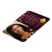 日付写真卒業パーティーのバーガンディを保存 マグネット (左側)