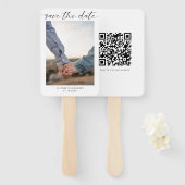 日付写真QRコードミニマルスクリプトの保存 ハンドファン (正面&裏面)