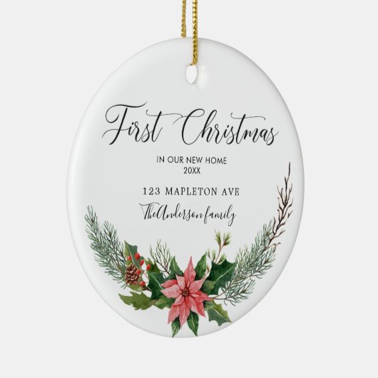 日付初めてのクリスマス我々の新しい家の名前 セラミックオーナメント (右)