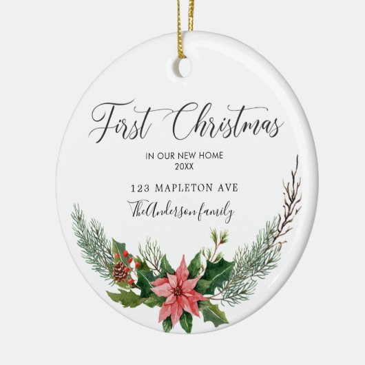 日付初めてのクリスマス我々の新しい家の名前 セラミックオーナメント (左)