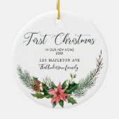 日付初めてのクリスマス我々の新しい家の名前 セラミックオーナメント (裏面)