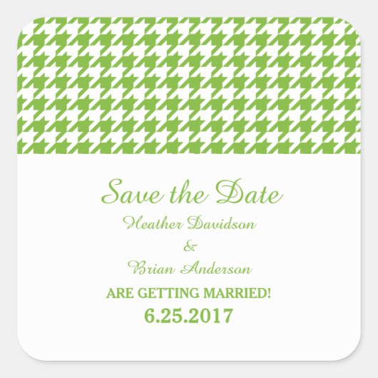 日付千鳥格子のシールを緑で保存 スクエアシール (正面)