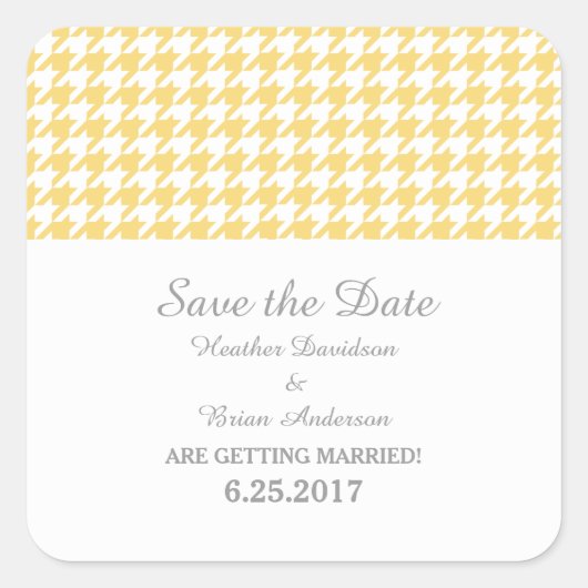 日付千鳥格子のシールを黄色で保存 スクエアシール (正面)