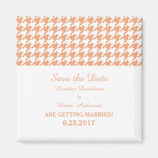 日付千鳥格子のマグネットの保存（オレンジ） マグネット (正面)