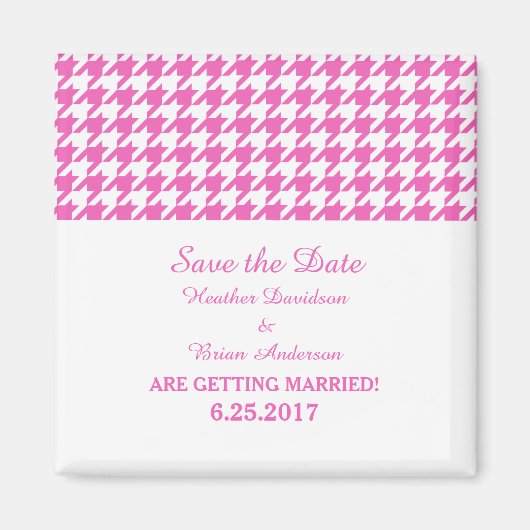日付千鳥格子のマグネットを保存する（ピンク） マグネット (正面)