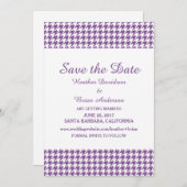 日付千鳥格子の招待状の保存(紫) 招待状 (正面/裏面)