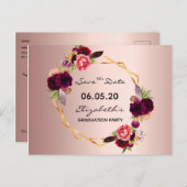 日付卒業パーティバラ金ゴールドの保存 ポストカード (正面/裏面)