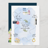 日付図解入りの、写真付きのの保存に関するスケジュール 招待状 (正面/裏面)