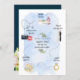 日付図解入りの、写真付きのの保存に関するスケジュール 招待状