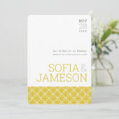日付型マスタードシンプルイエローモダンを保存 招待状 (スタンド正面)