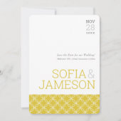 日付型マスタードシンプルイエローモダンを保存 招待状 (正面)