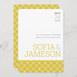 日付型マスタードシンプルイエローモダンを保存 招待状