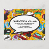 日付変更のお知らせ 現代のコミックスタイルポスター 案内ポストカード (裏面)