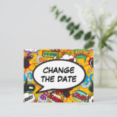 日付変更のお知らせ 現代のコミックスタイルポスター 案内ポストカード (スタンド正面)