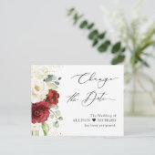 日付変更スクリプト 赤白 花 ユーカリ ポストカード (スタンド正面)