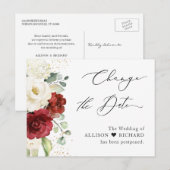 日付変更スクリプト 赤白 花 ユーカリ ポストカード (正面/裏面)