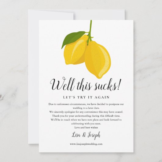 日付変更延期キャンセルレモン写真 セーブザデート (正面)