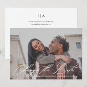 日付変更延期 結婚 書道 写真 案内状 (正面/裏面)