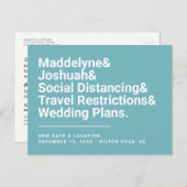 日付変更面白い＆ターコイズブルー結婚式 ポストカード (正面/裏面)