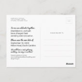 日付変更面白い＆ターコイズブルー結婚式 ポストカード (裏面)