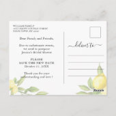 日付変更 イベント中止 レモン 緑の葉 ポストカード (裏面)