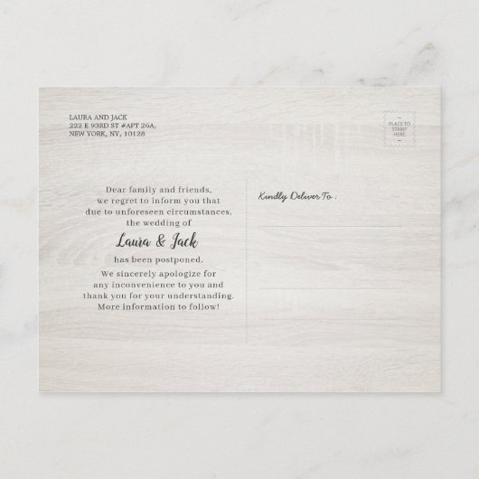 日付変更 ウェディング延期 メイソンジャー 案内ポストカード (裏面)
