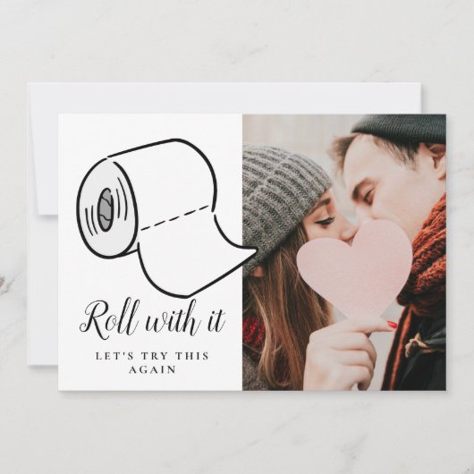 日付変更 ウェディング フォト 延期 イベント 招待状 (正面)