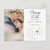 日付変更 カレンダー ゴールド ラブ ハート フォト ポストカード (正面)