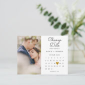 日付変更 カレンダー ゴールド ラブ ハート フォト ポストカード (スタンド正面)