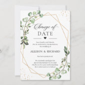 日付変更 グリーン ユーカリ ジオメトリック カード (正面)