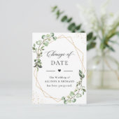 日付変更 シンプル幾何学的なユーカリの葉 ポストカード (スタンド正面)