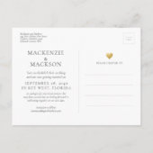 日付変更 シンプル ゴールド ハート ウェディング 案内ポストカード (裏面)