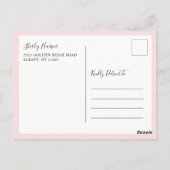 日付変更 ピンク フラワー ゴールド スクリプト ポストカード (裏面)