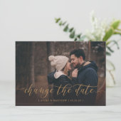 日付変更 フォト ミニマル モダン カリグラフィー 案内状 (スタンド正面)