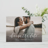 日付変更 フォト ミニマル モダン カリグラフィー 案内状 (スタンド正面)