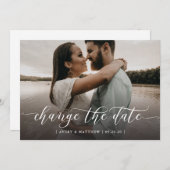 日付変更 フォト ミニマル モダン カリグラフィー 案内状 (正面/裏面)