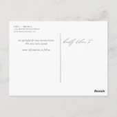 日付変更 ミニマル モダン カリグラフィー ポストカード (裏面)