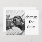 日付変更 黒白写真 シンプルウェディング ポストカード (正面/裏面)