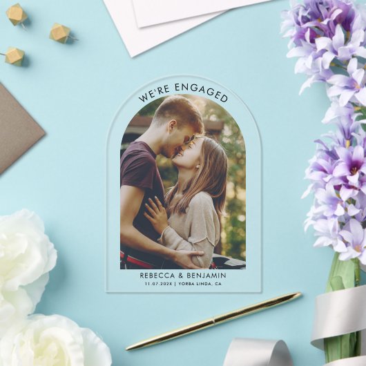 日付婚約した写真を保存 アクリル招待状 (インサイチュ (ウェディング))