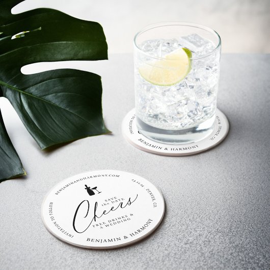 日付応援の保存無料ドリンク&結婚A ラウンドペーパーコースター