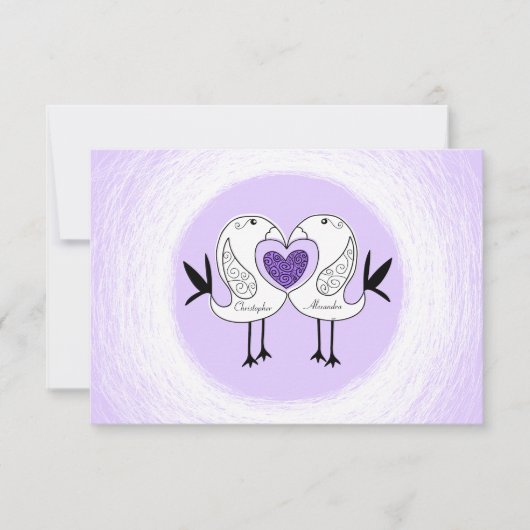 日付愛鳥RSVPカード紫色1を救って下さい 出欠カード (正面)